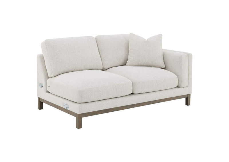 551777 Geneva Boucle Upholstered Sectional Chaise Sofa Sand