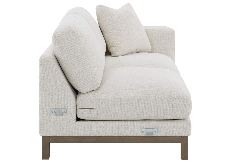 551777 Geneva Boucle Upholstered Sectional Chaise Sofa Sand