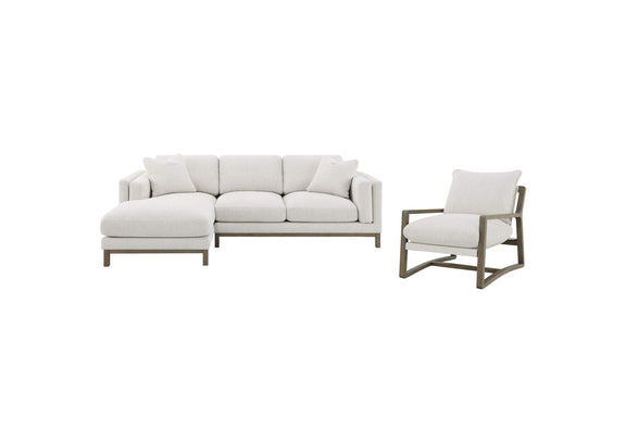 551777 Geneva Boucle Upholstered Sectional Chaise Sofa Sand