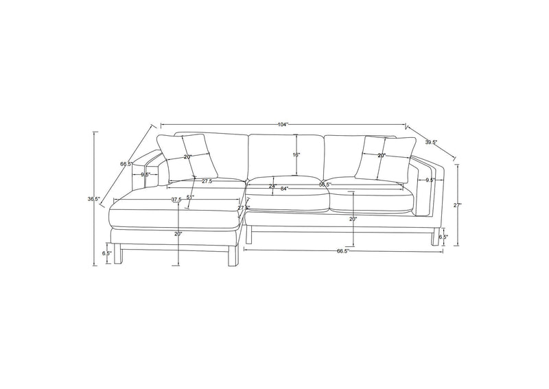 551777 Geneva Boucle Upholstered Sectional Chaise Sofa Sand