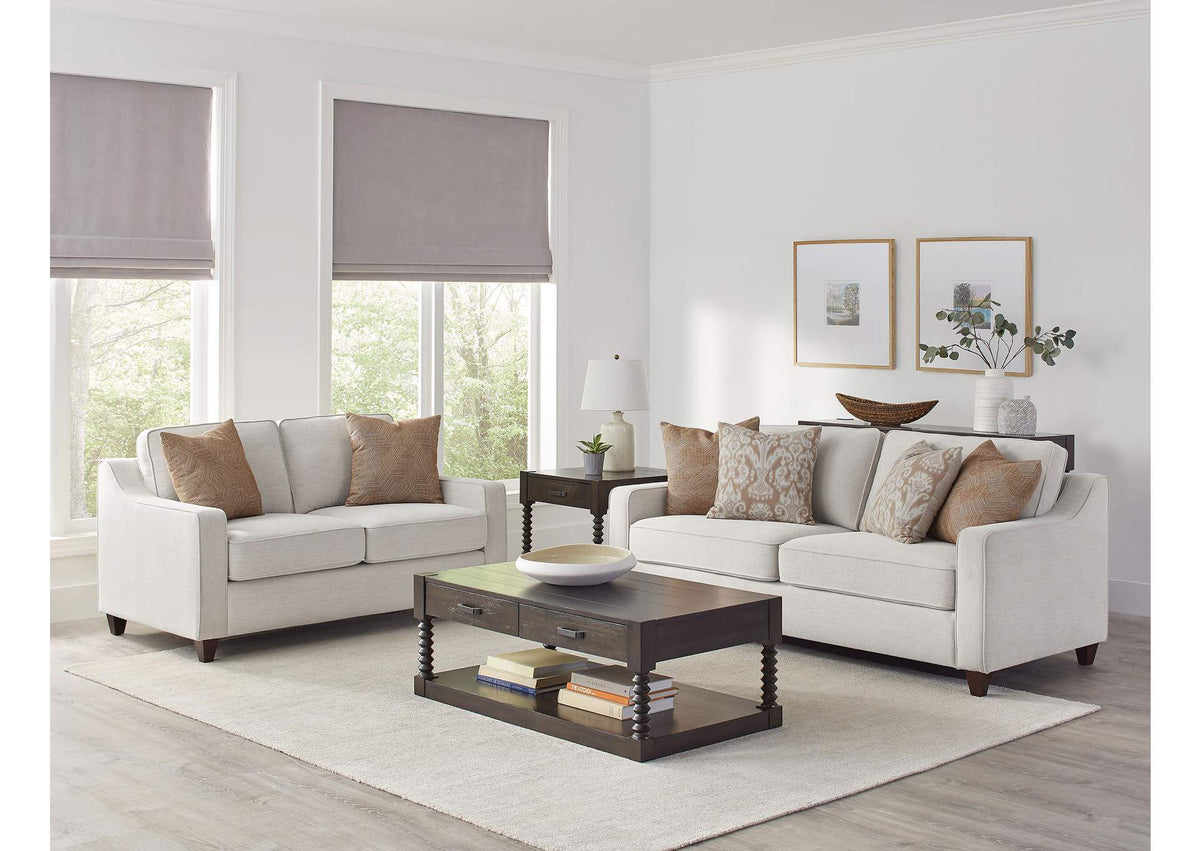 Christine 2-piece Upholstered Sloped Arm Sofa Set Beige