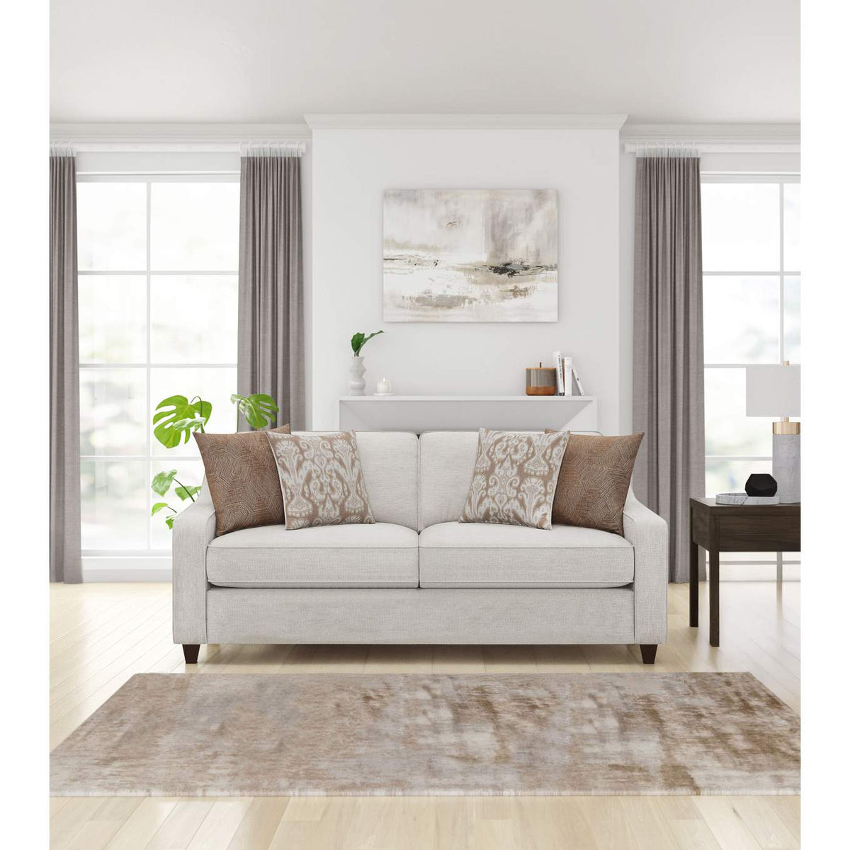 552061 Christine Upholstered Sloped Arm Sofa Beige