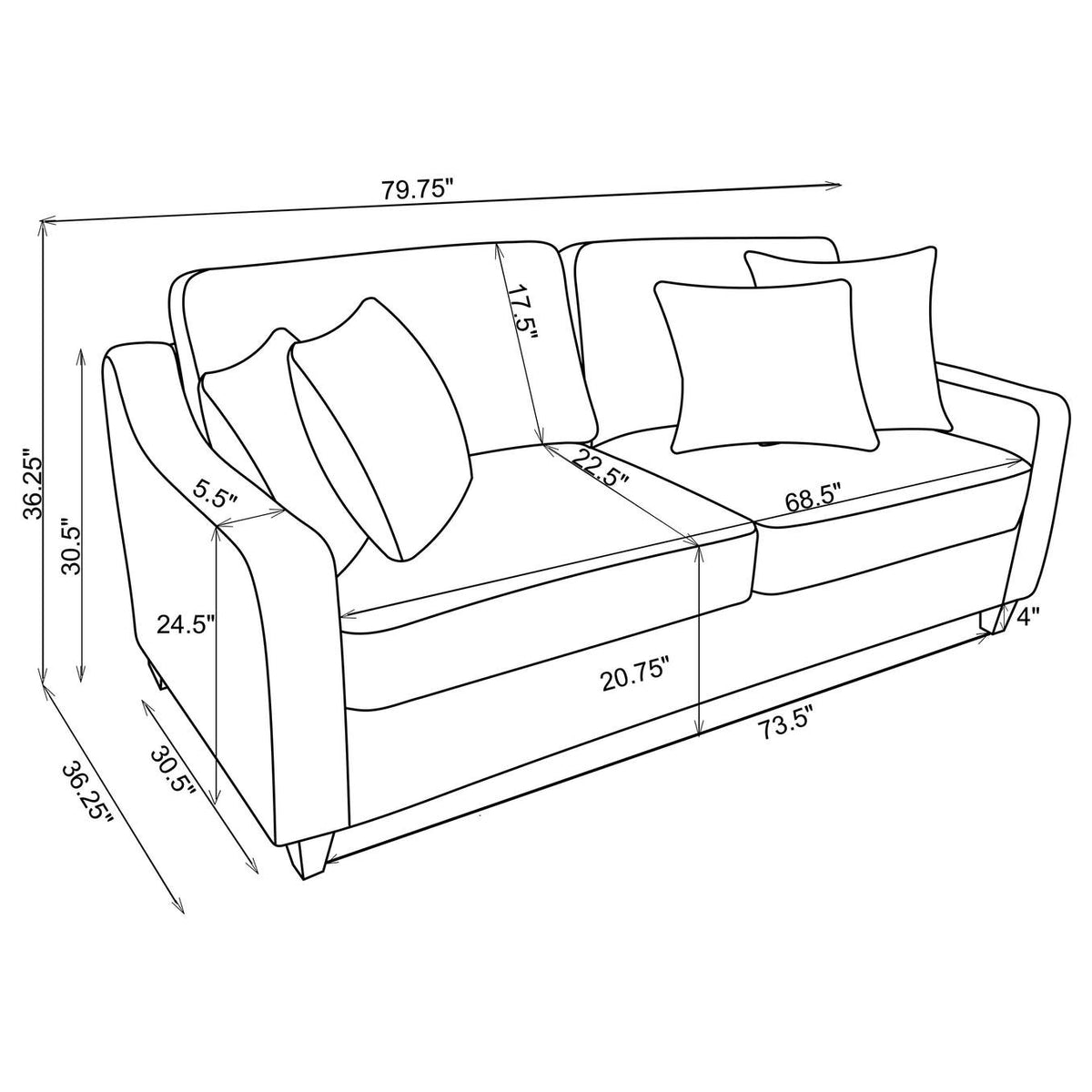 552061 Christine Upholstered Sloped Arm Sofa Beige