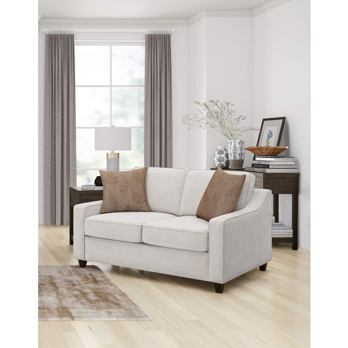 552062 Christine Upholstered Sloped Arm Loveseat Beige