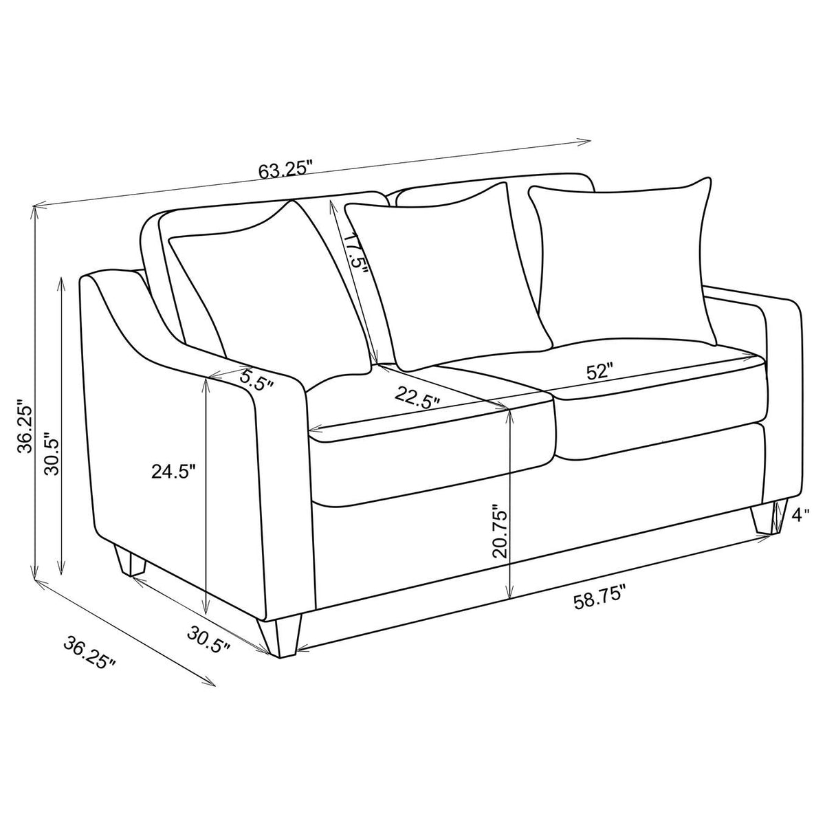 552062 Christine Upholstered Sloped Arm Loveseat Beige