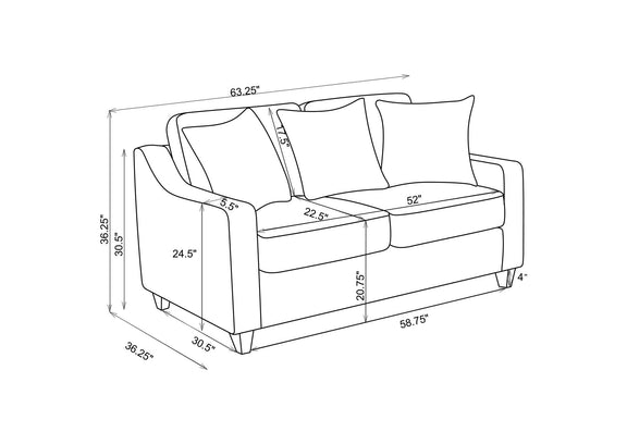 552062 Christine Upholstered Sloped Arm Loveseat Beige
