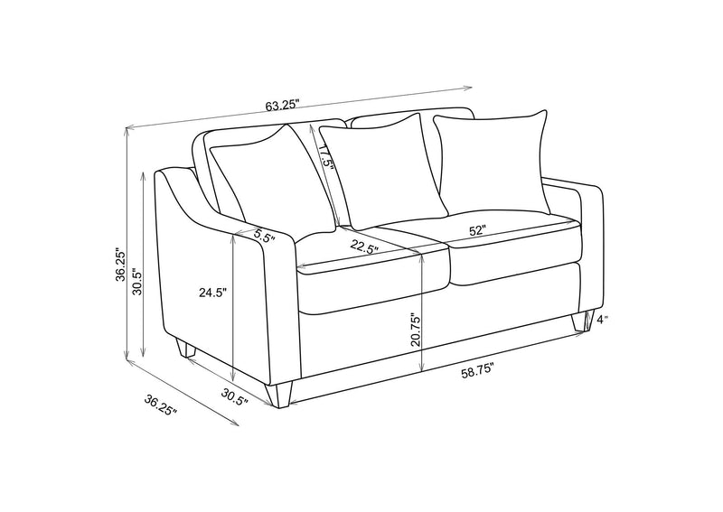 552062 Christine Upholstered Sloped Arm Loveseat Beige