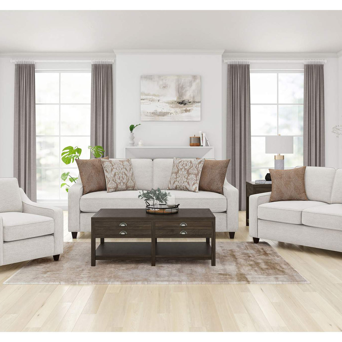 552062 Christine Upholstered Sloped Arm Loveseat Beige
