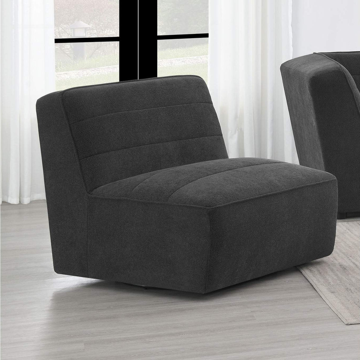 552081 Sunny Upholstered Armless Chair Dark Charcoal