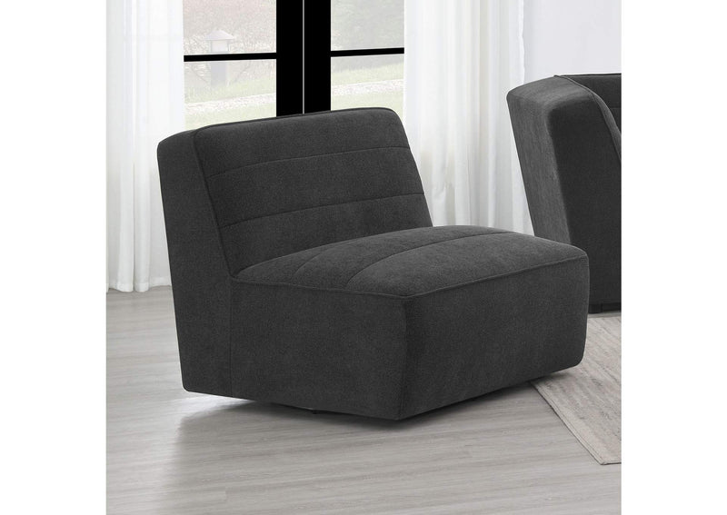 552081 Sunny Upholstered Armless Chair Dark Charcoal