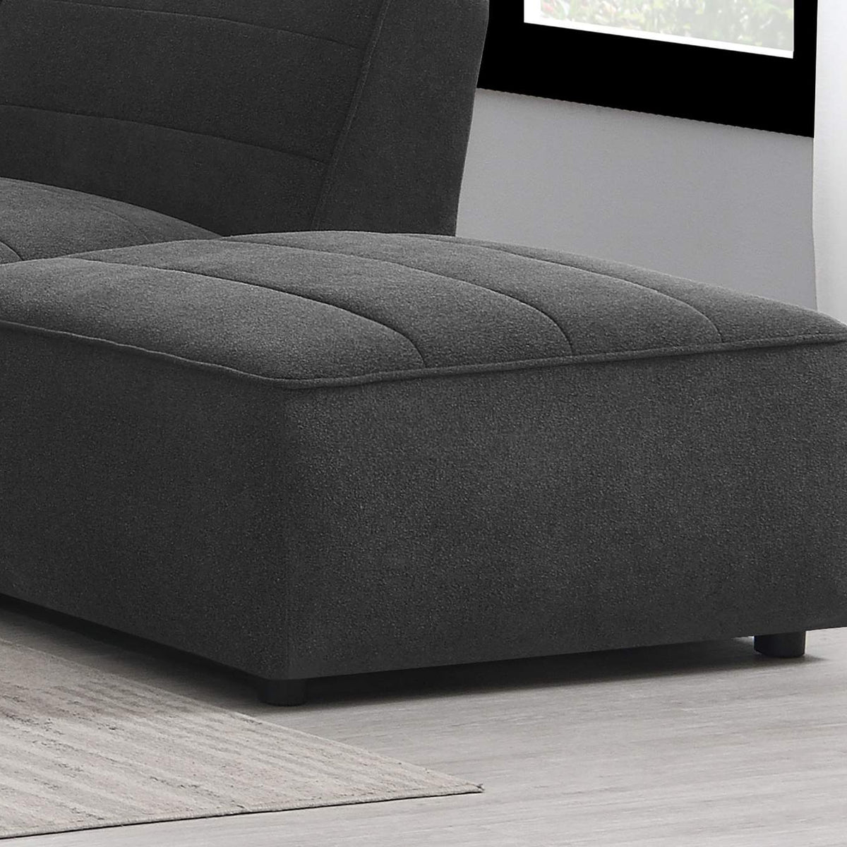 552083 Sunny Square Upholstered Ottoman Dark Charcoal
