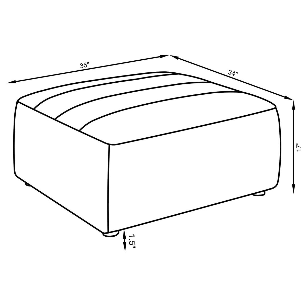 552083 Sunny Square Upholstered Ottoman Dark Charcoal