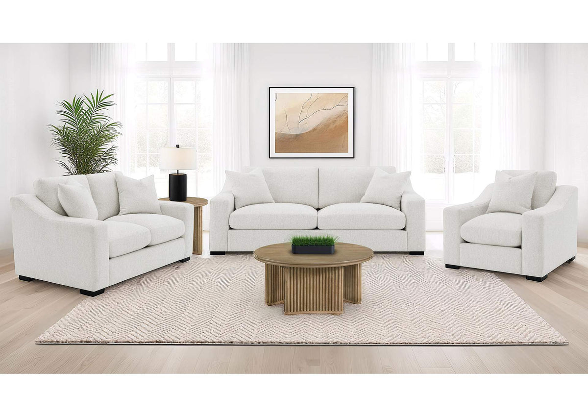 552091-S3 Ashlyn 3-piece Upholstered Track Arm Sofa Set Sand