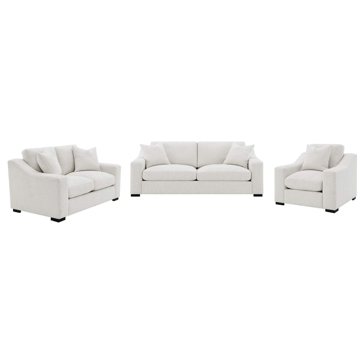 552091-S3 Ashlyn 3-piece Upholstered Track Arm Sofa Set Sand