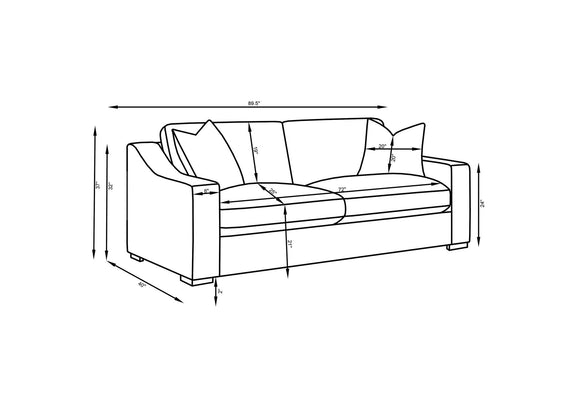 552091-S3 Ashlyn 3-piece Upholstered Track Arm Sofa Set Sand