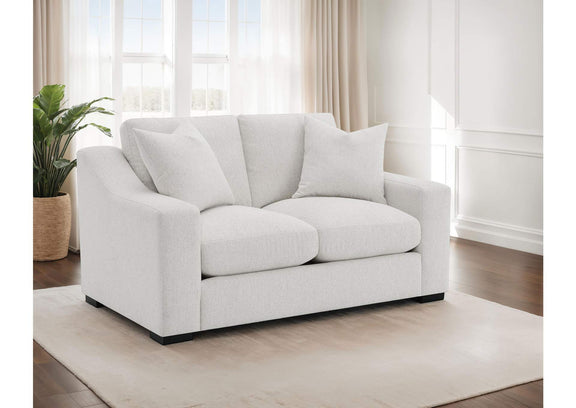 552092 Ashlyn Fabric Upholstered Track Arm Loveseat Sand