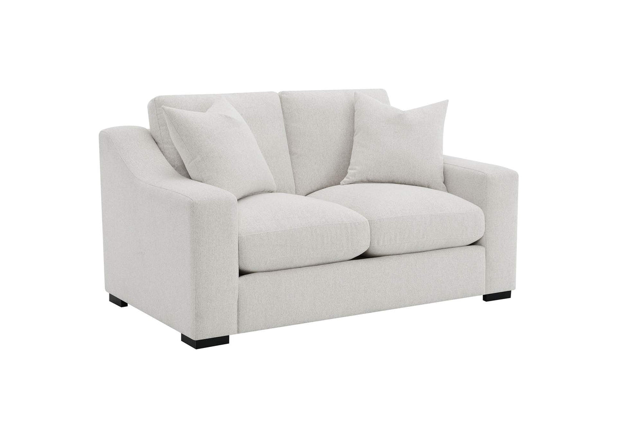 552092 Ashlyn Fabric Upholstered Track Arm Loveseat Sand