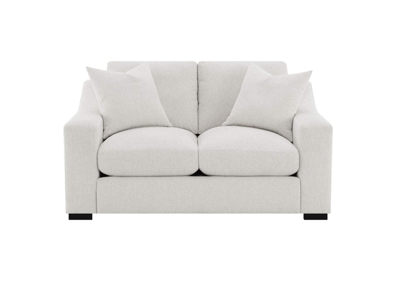 552092 Ashlyn Fabric Upholstered Track Arm Loveseat Sand