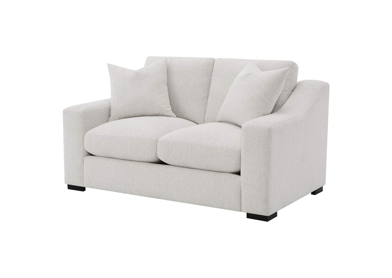 552092 Ashlyn Fabric Upholstered Track Arm Loveseat Sand