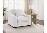 552093 Ashlyn Fabric Upholstered Track Arm Accent Chair Sand