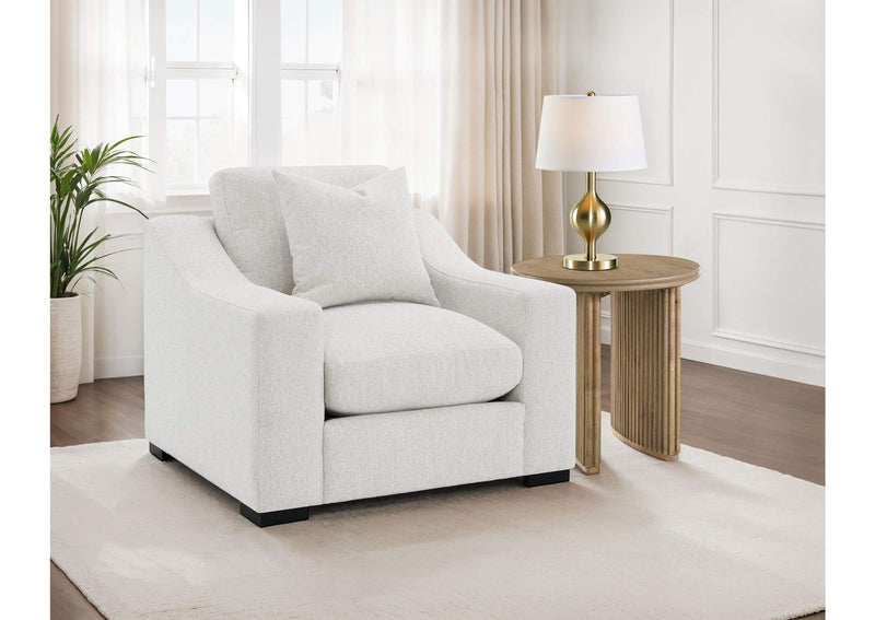 552093 Ashlyn Fabric Upholstered Track Arm Accent Chair Sand