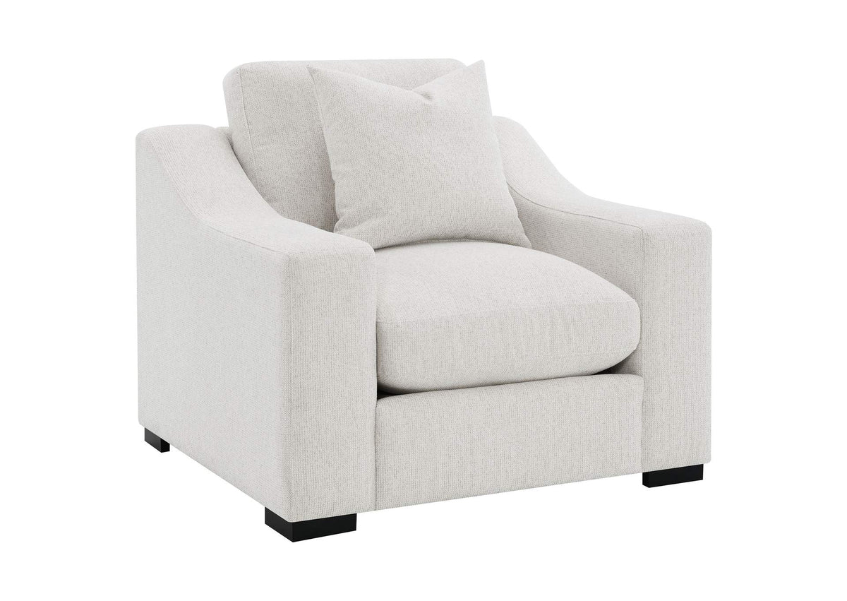 552093 Ashlyn Fabric Upholstered Track Arm Accent Chair Sand