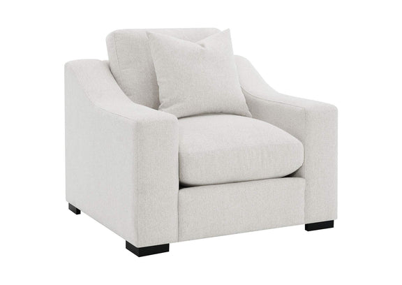 552093 Ashlyn Fabric Upholstered Track Arm Accent Chair Sand