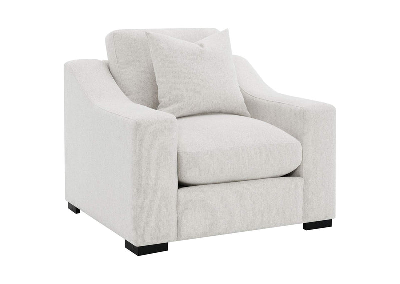 552093 Ashlyn Fabric Upholstered Track Arm Accent Chair Sand