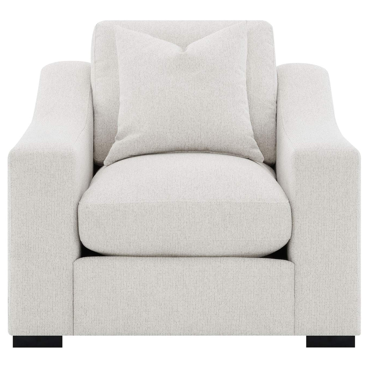 552093 Ashlyn Fabric Upholstered Track Arm Accent Chair Sand