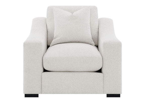 552093 Ashlyn Fabric Upholstered Track Arm Accent Chair Sand