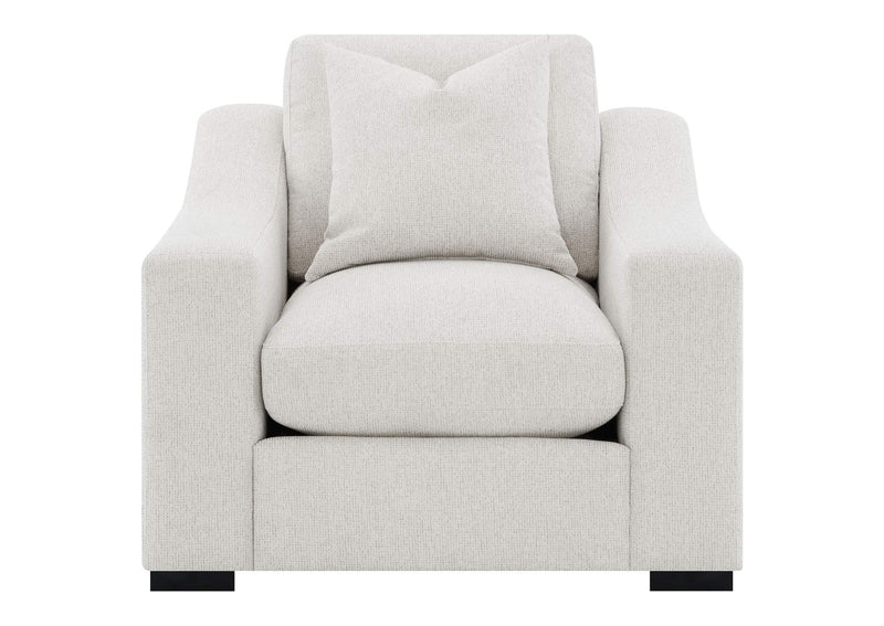 552093 Ashlyn Fabric Upholstered Track Arm Accent Chair Sand