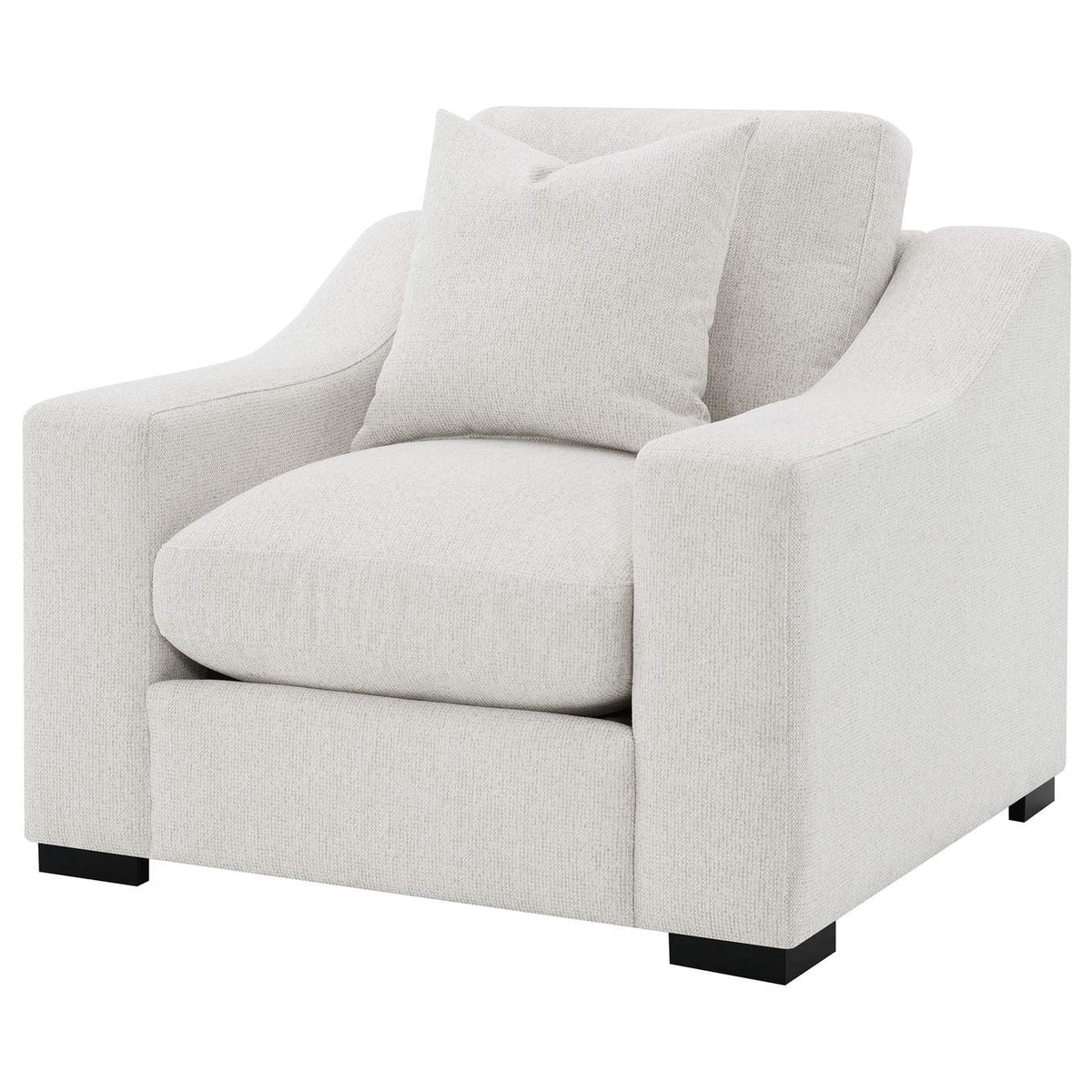 552093 Ashlyn Fabric Upholstered Track Arm Accent Chair Sand