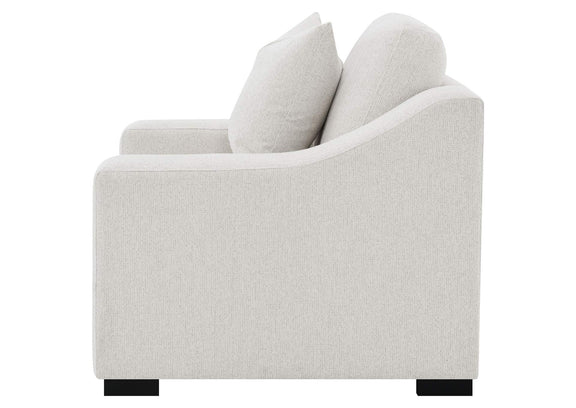 552093 Ashlyn Fabric Upholstered Track Arm Accent Chair Sand