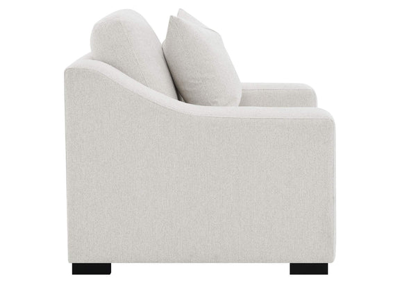 552093 Ashlyn Fabric Upholstered Track Arm Accent Chair Sand