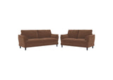 552101-S2 Selma 2-piece Velvet Upholstered Crescent Arm Sofa Set Rust