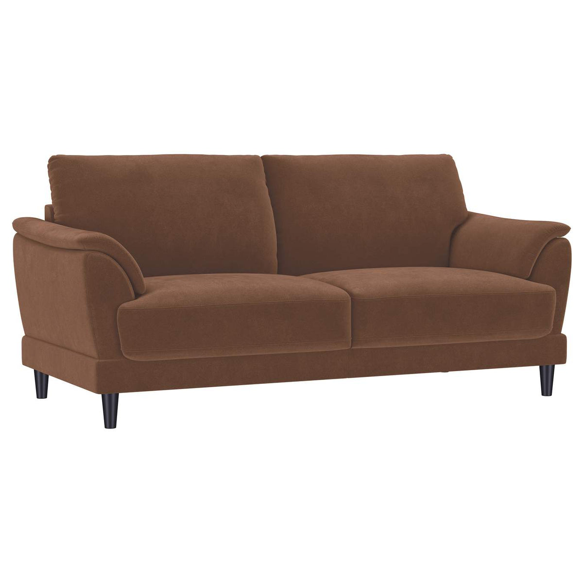 552101-S2 Selma 2-piece Velvet Upholstered Crescent Arm Sofa Set Rust
