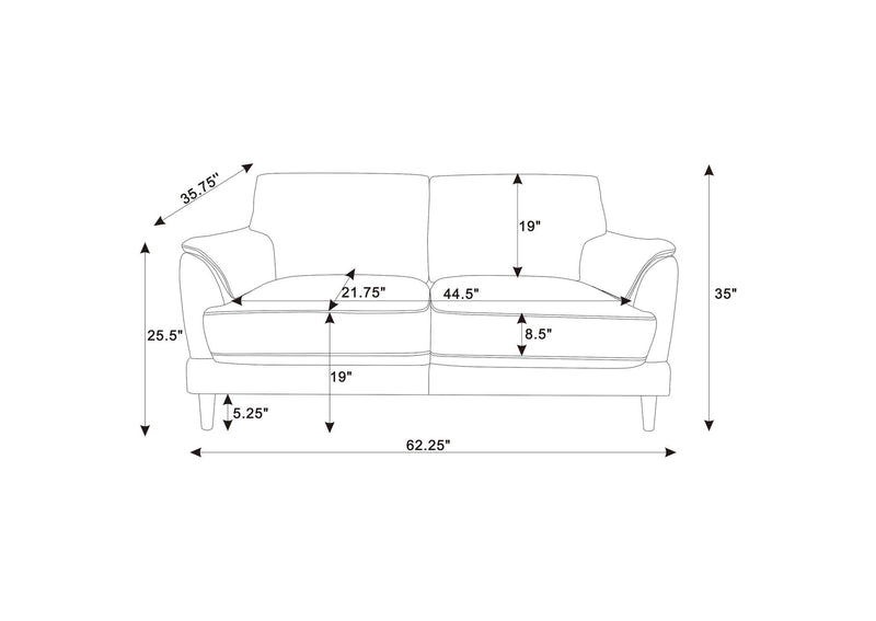 552101-S2 Selma 2-piece Velvet Upholstered Crescent Arm Sofa Set Rust