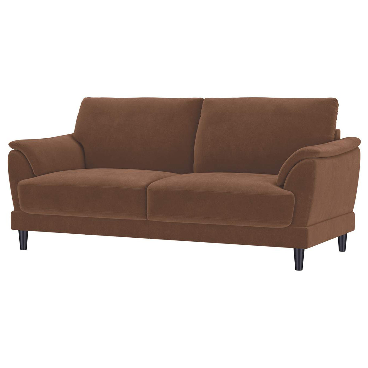 552101 Selma Velvet Upholstered Crescent Arm Sofa Rust