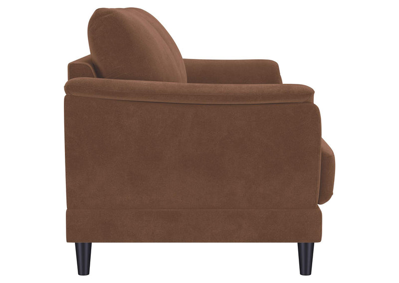 552101 Selma Velvet Upholstered Crescent Arm Sofa Rust