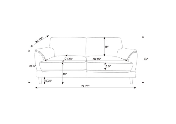 552101 Selma Velvet Upholstered Crescent Arm Sofa Rust