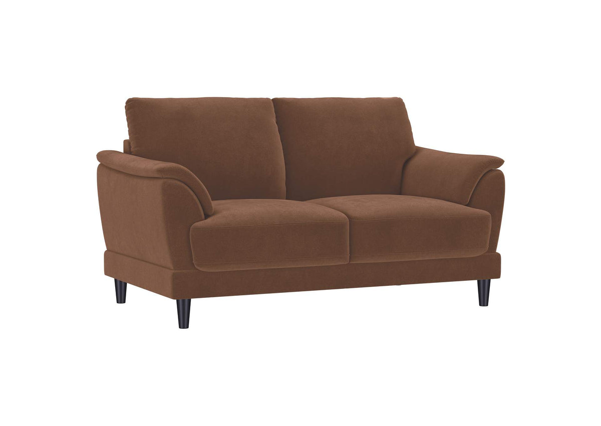552102 Selma Velvet Upholstered Crescent Arm Loveseat Rust