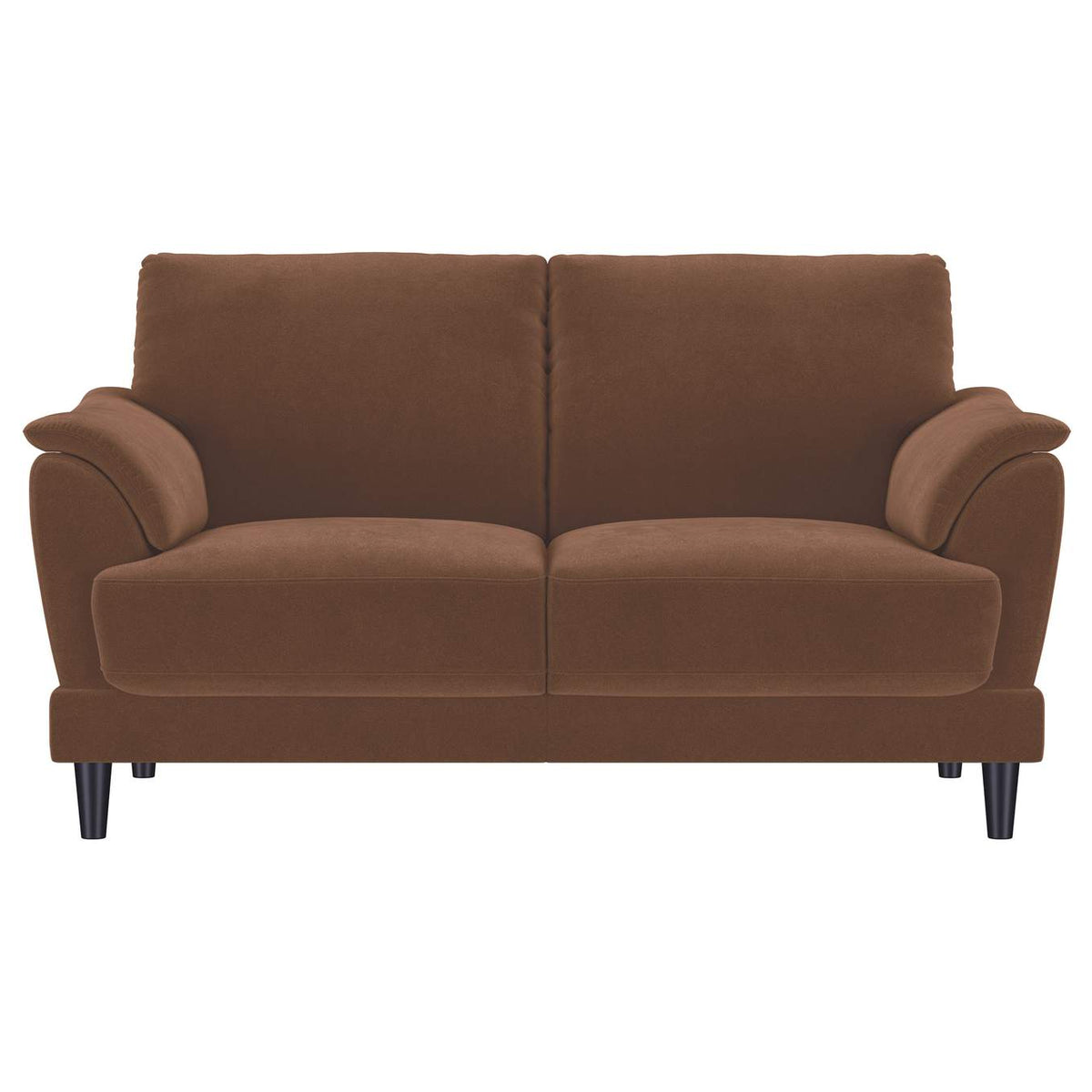 552102 Selma Velvet Upholstered Crescent Arm Loveseat Rust