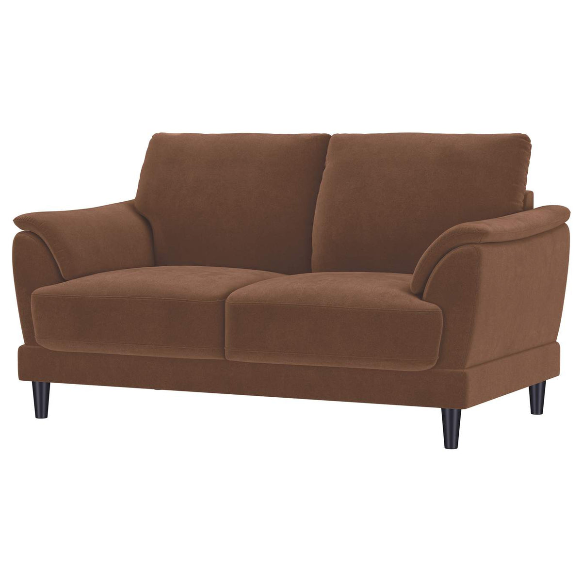 552102 Selma Velvet Upholstered Crescent Arm Loveseat Rust