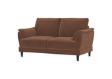552102 Selma Velvet Upholstered Crescent Arm Loveseat Rust