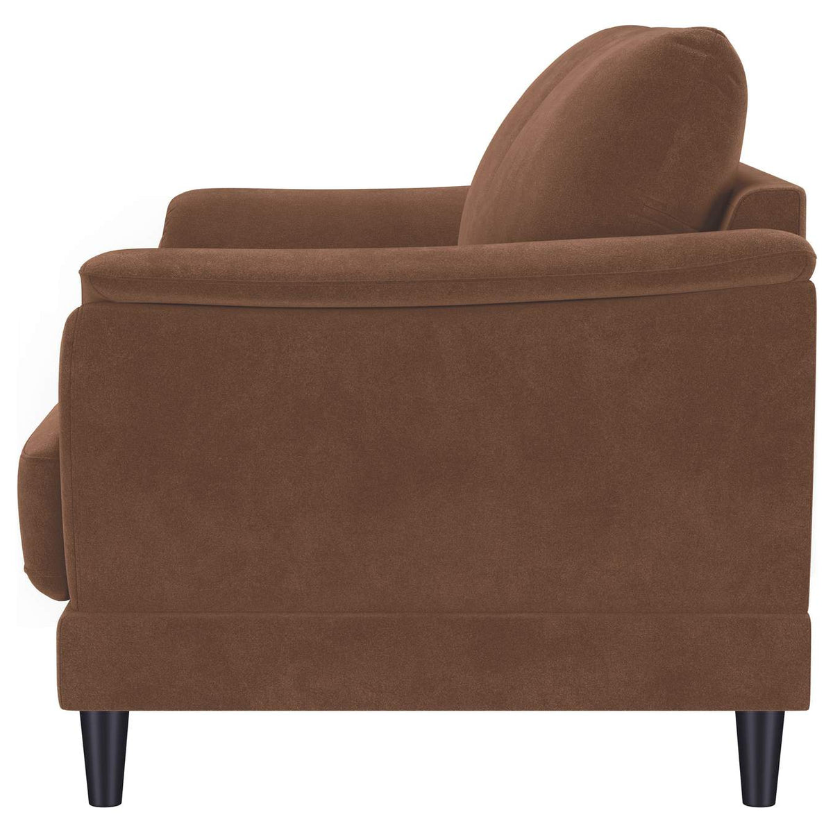 552102 Selma Velvet Upholstered Crescent Arm Loveseat Rust