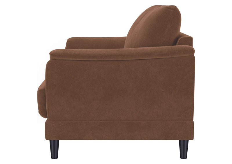 552102 Selma Velvet Upholstered Crescent Arm Loveseat Rust