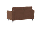 552102 Selma Velvet Upholstered Crescent Arm Loveseat Rust