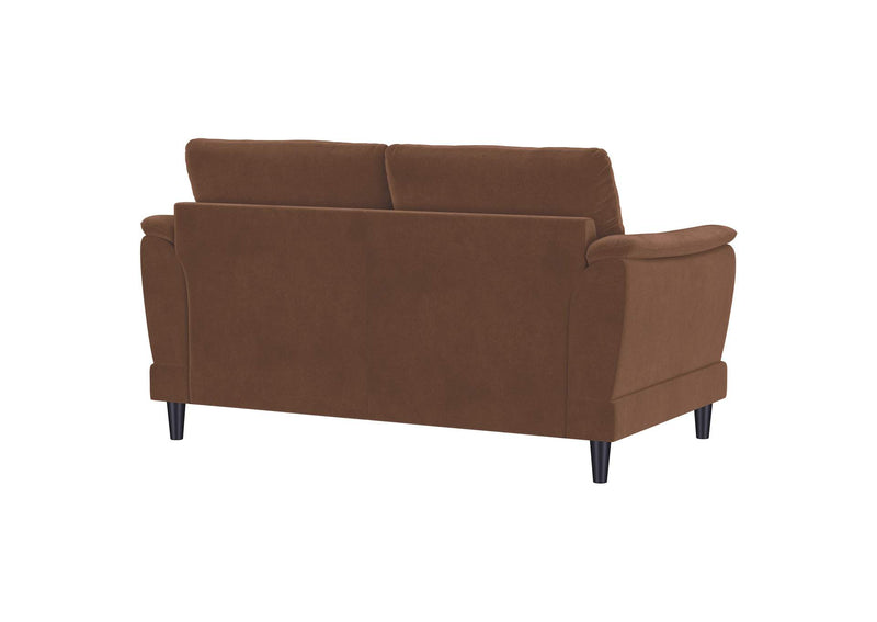 552102 Selma Velvet Upholstered Crescent Arm Loveseat Rust