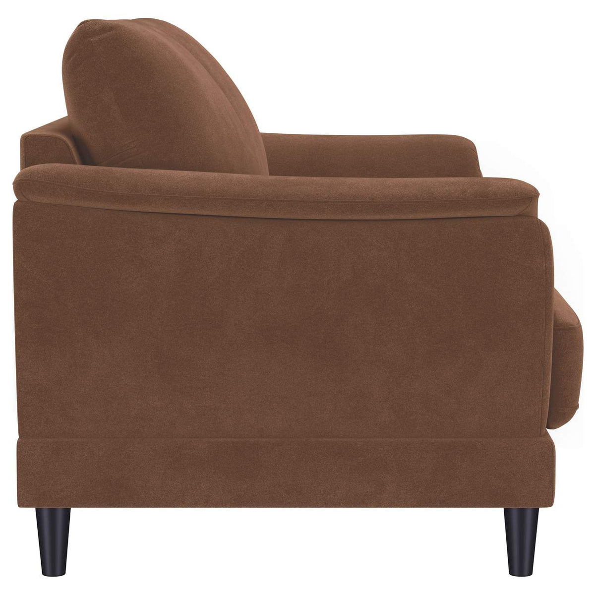 552102 Selma Velvet Upholstered Crescent Arm Loveseat Rust
