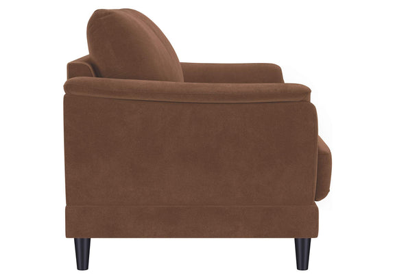552102 Selma Velvet Upholstered Crescent Arm Loveseat Rust